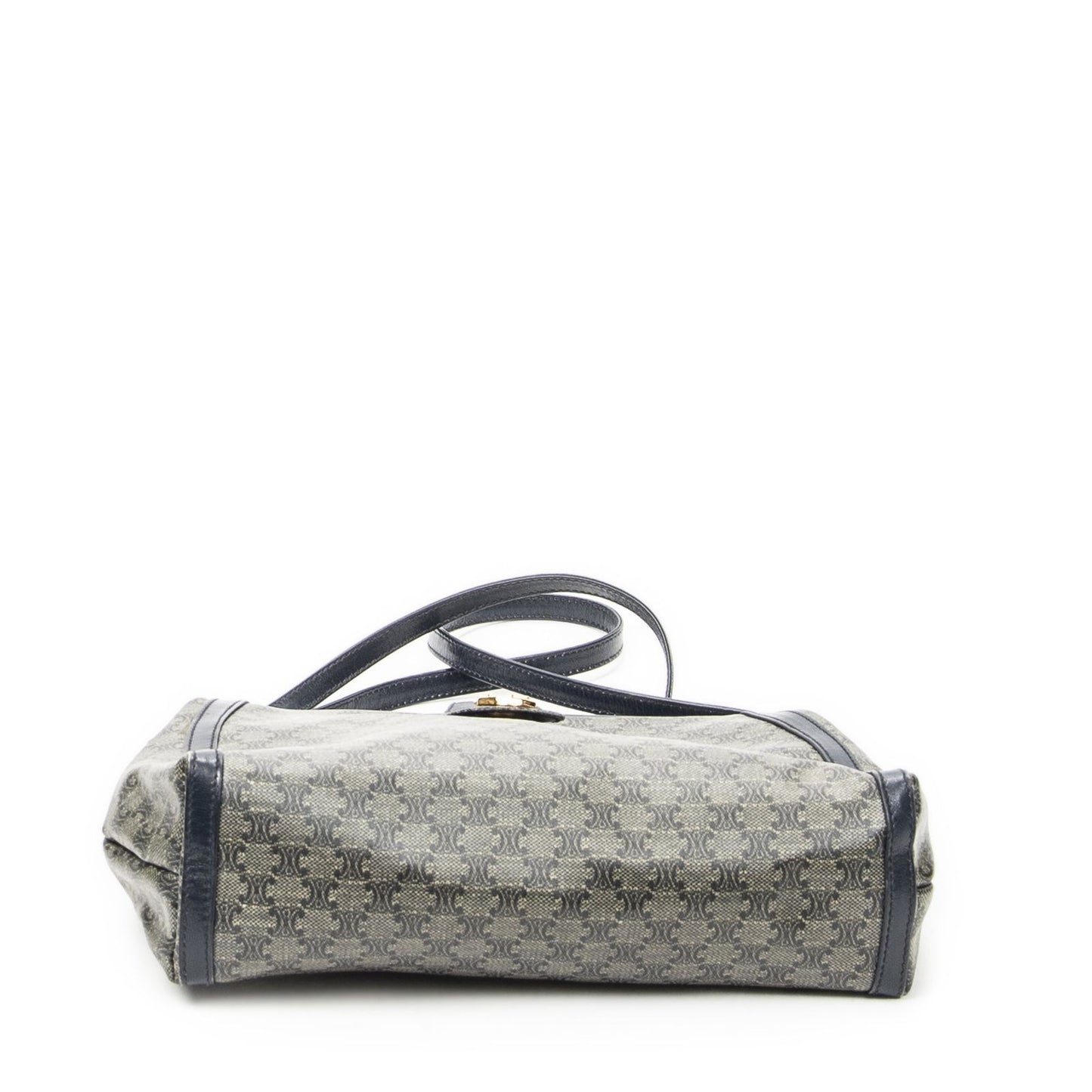 Celine Vintage Flap Crossbody Navy Beige Macadam Canvas — view 6