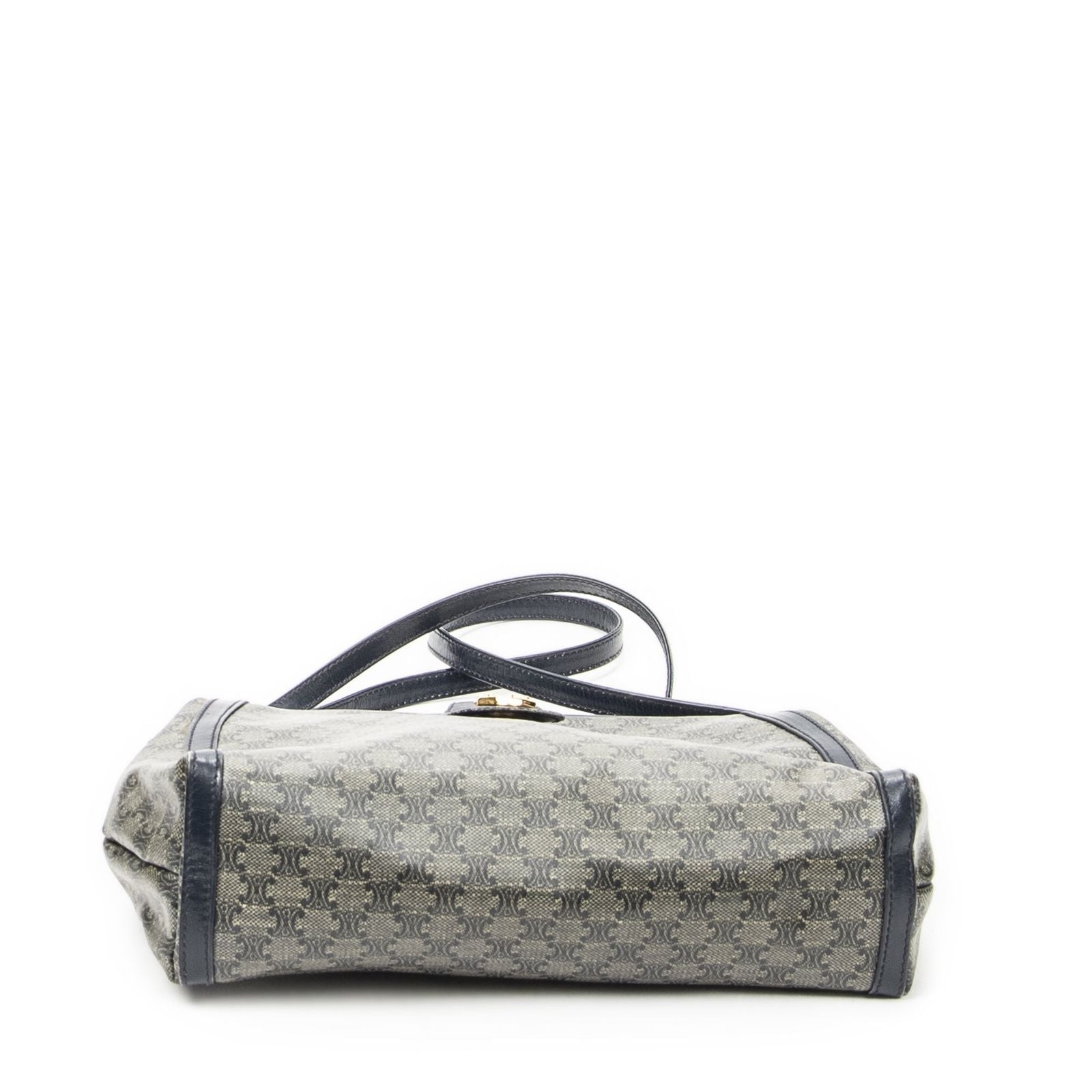 Celine Vintage Flap Crossbody Navy Beige Macadam Canvas — view 6