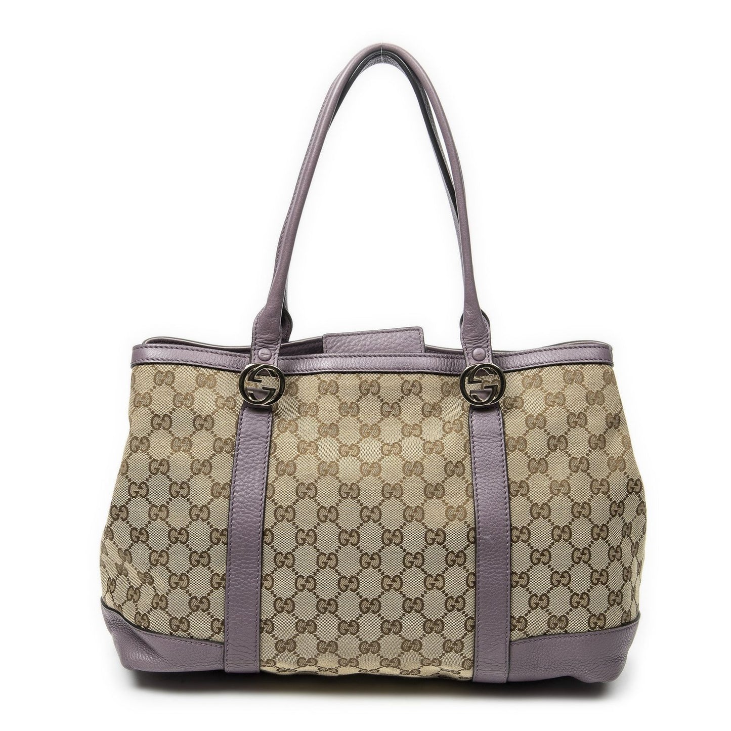 Gucci Miss GG Tote Beige Purple Canvas