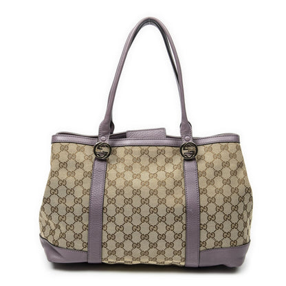Gucci Miss GG Tote Beige Purple Canvas