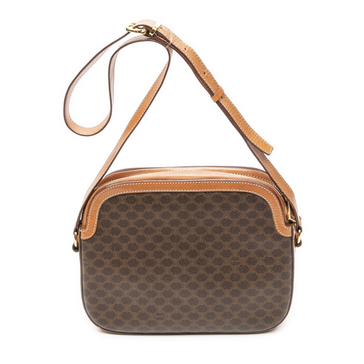 Celine Vintage Flap Crossbody Brown Macadam Canvas — view 5