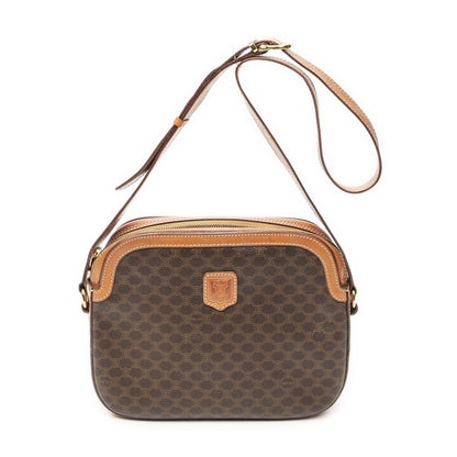 Celine Vintage Flap Crossbody Brown Macadam Canvas