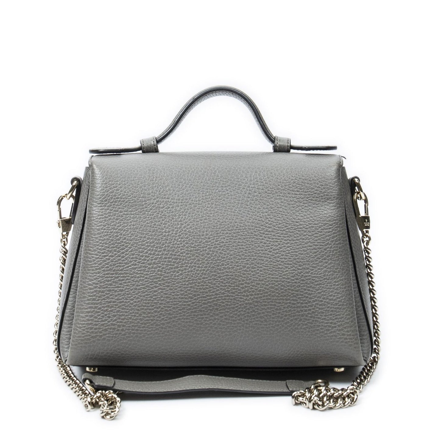 Gucci Interlocking Top Handle Gray Calfskin Leather — view 5
