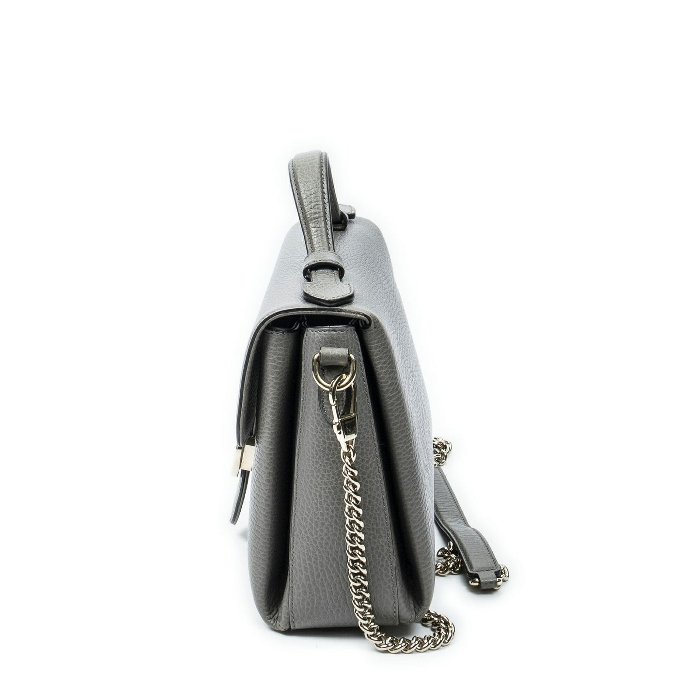 Gucci Interlocking Top Handle Gray Calfskin Leather — view 3