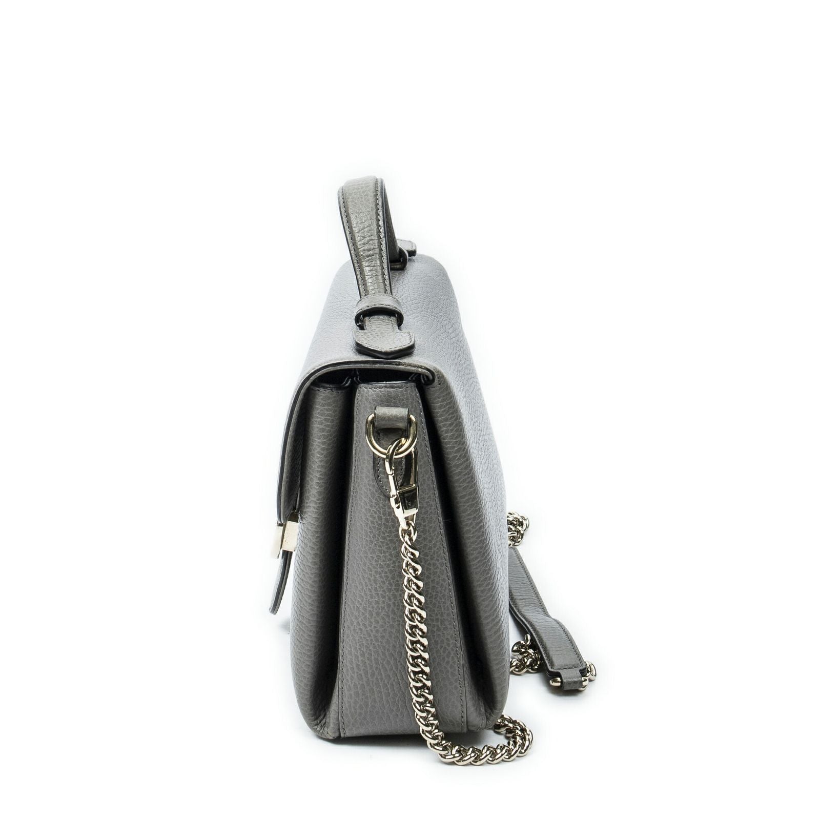 Gucci Interlocking Top Handle Gray Calfskin Leather — view 3