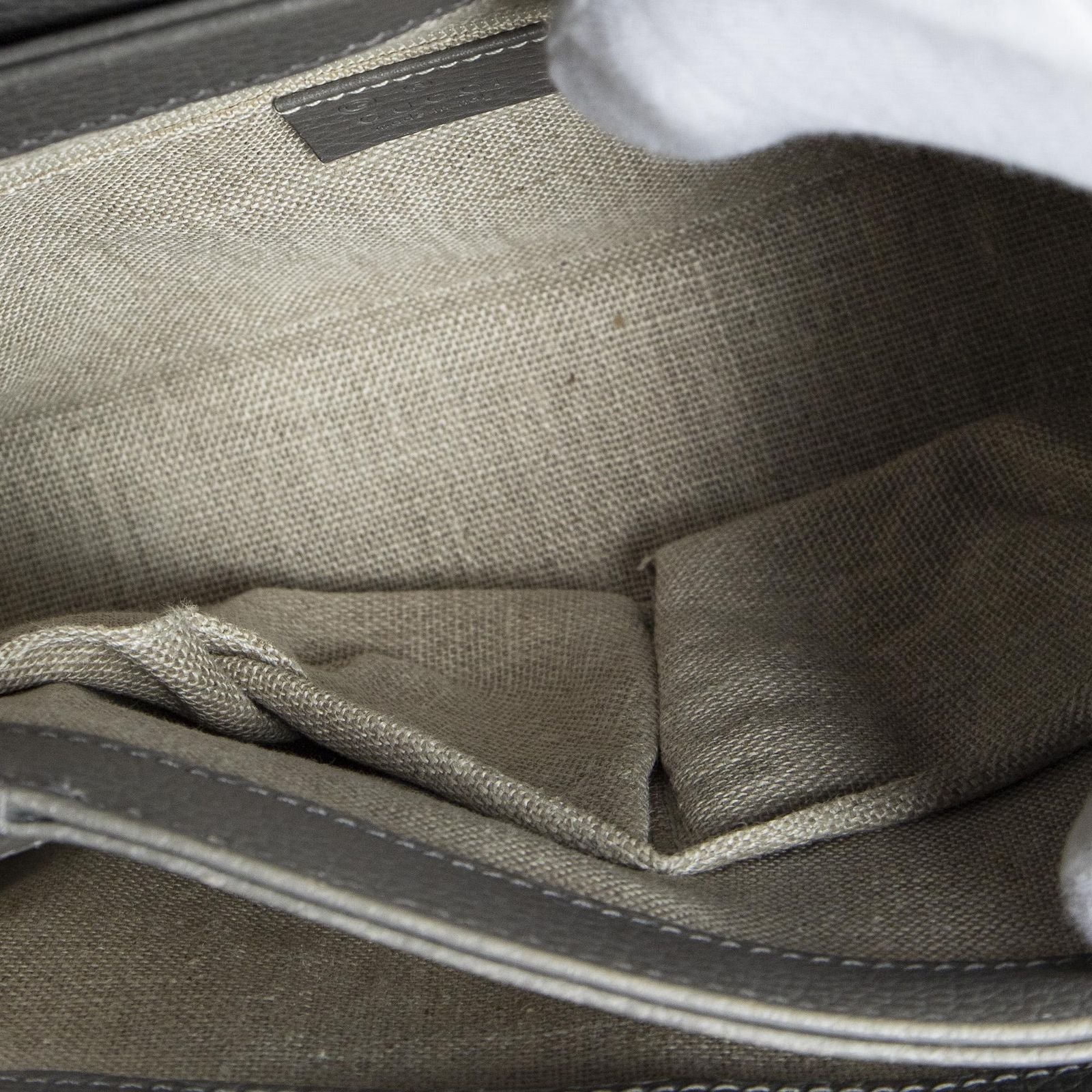 Gucci Interlocking Top Handle Gray Calfskin Leather — view 9
