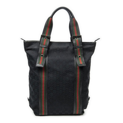Gucci Web Buckle Vertical Tote Black GG Canvas — view 5