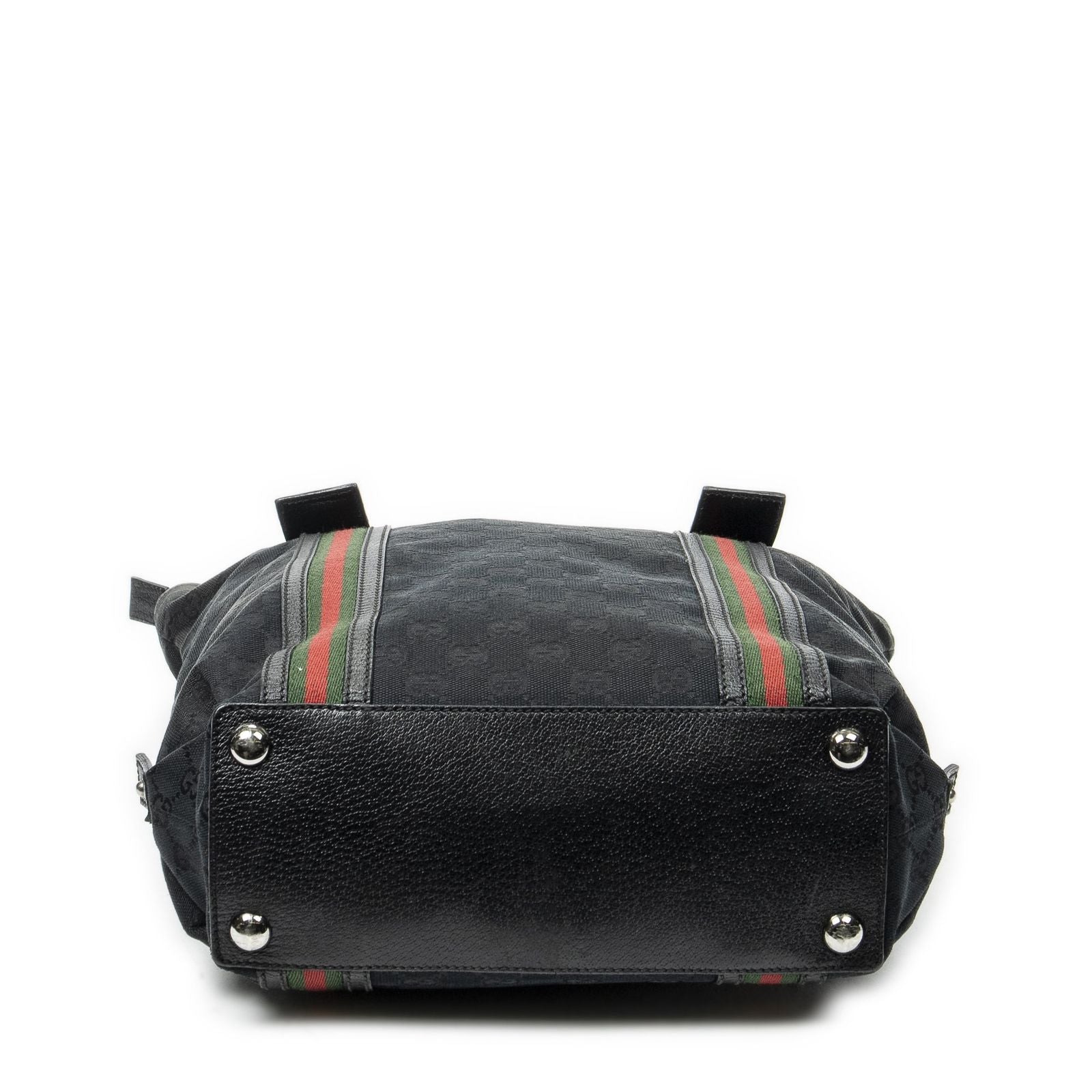 Gucci Web Buckle Vertical Tote Black GG Canvas — view 6