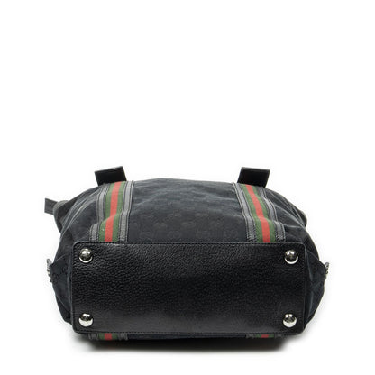 Gucci Web Buckle Vertical Tote Black GG Canvas — view 6