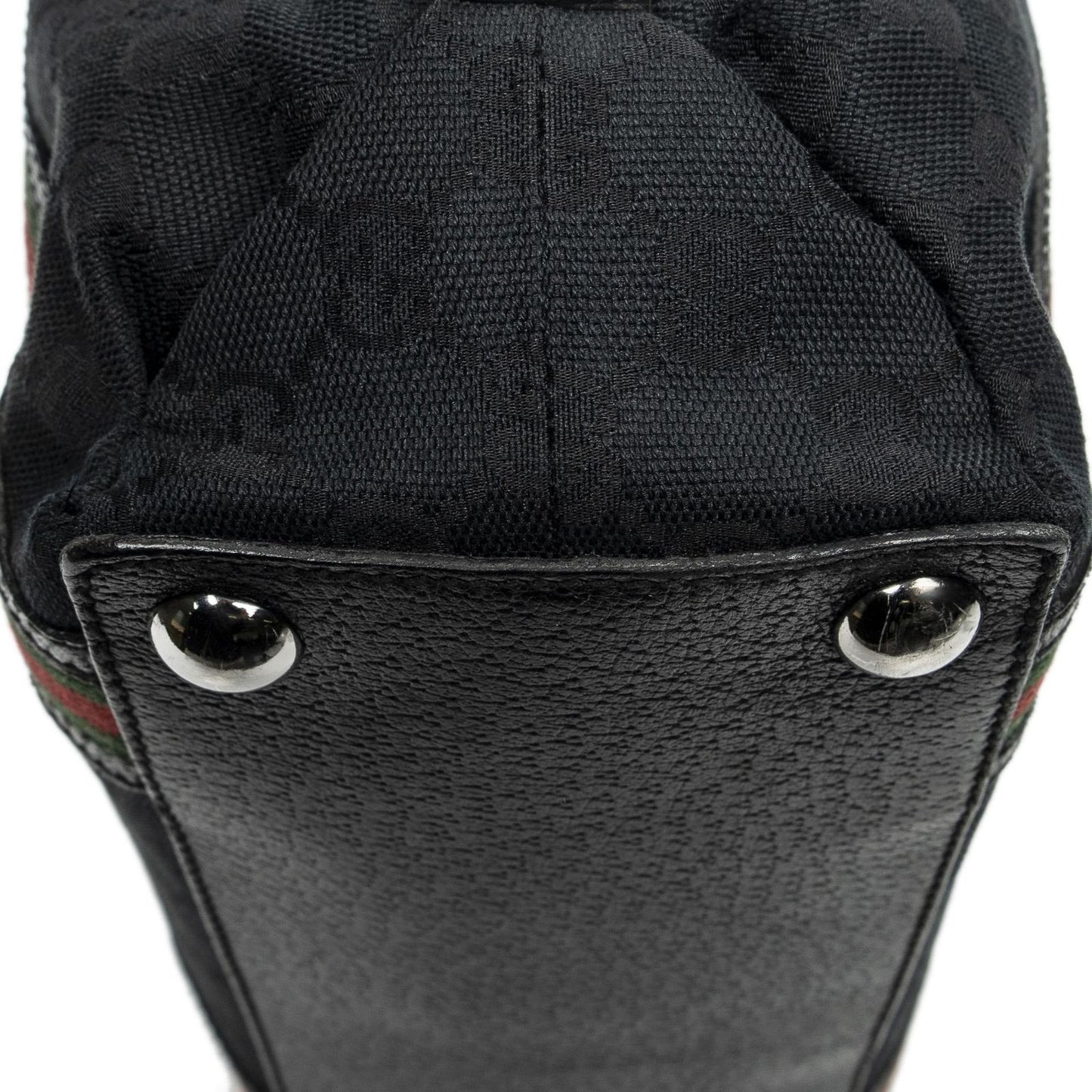 Gucci Web Buckle Vertical Tote Black GG Canvas — view 8