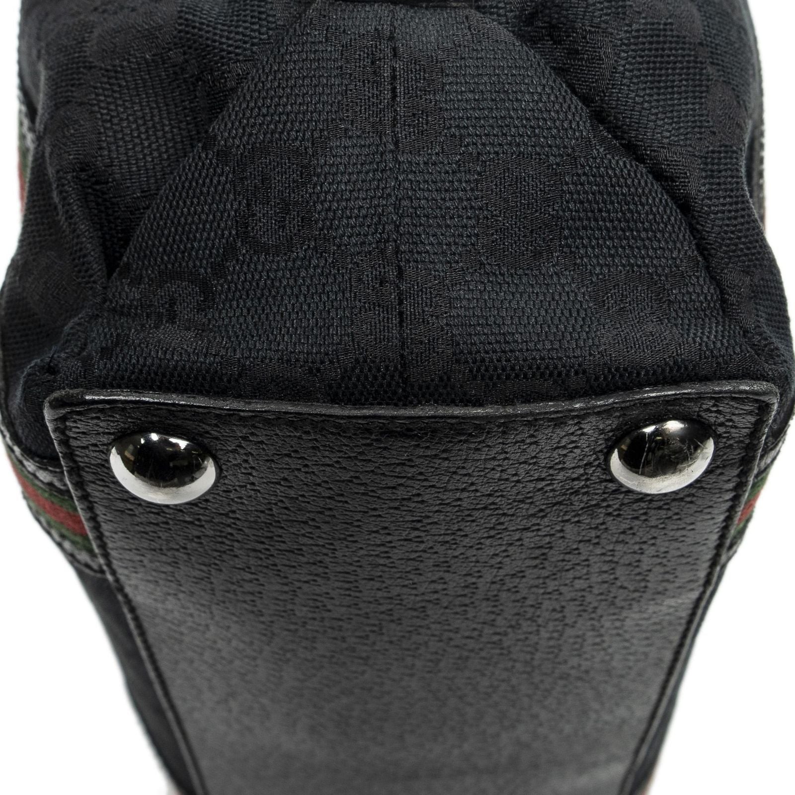 Gucci Web Buckle Vertical Tote Black GG Canvas — view 8
