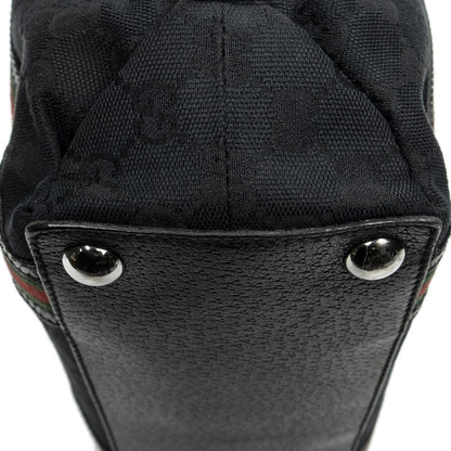 Gucci Web Buckle Vertical Tote Black GG Canvas — view 8
