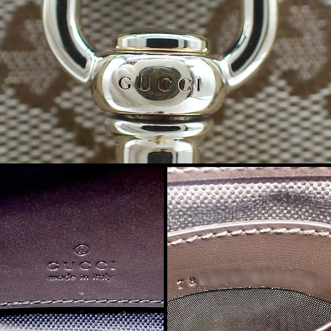 Gucci Shoulder Bag Beige Brown GG Supreme Canvas Leather Gold — view 6
