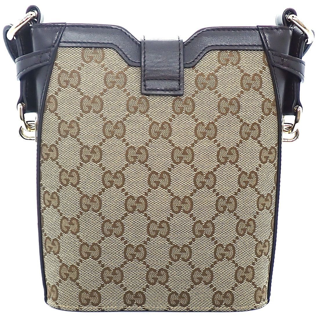 Gucci Shoulder Bag Beige Brown GG Supreme Canvas Leather Gold — view 2