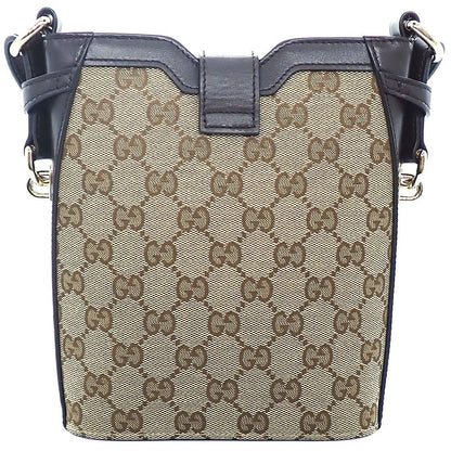 Gucci Shoulder Bag Beige Brown GG Supreme Canvas Leather Gold — view 2