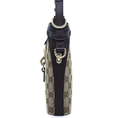 Gucci Shoulder Bag Beige Brown GG Supreme Canvas Leather Gold — view 3