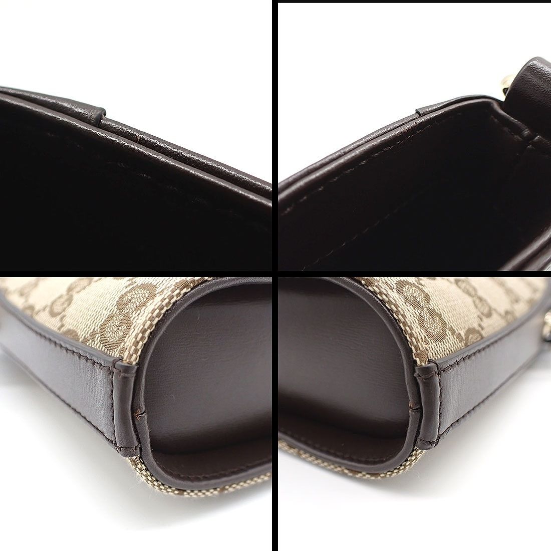 Gucci Shoulder Bag Beige Brown GG Supreme Canvas Leather Gold — view 8