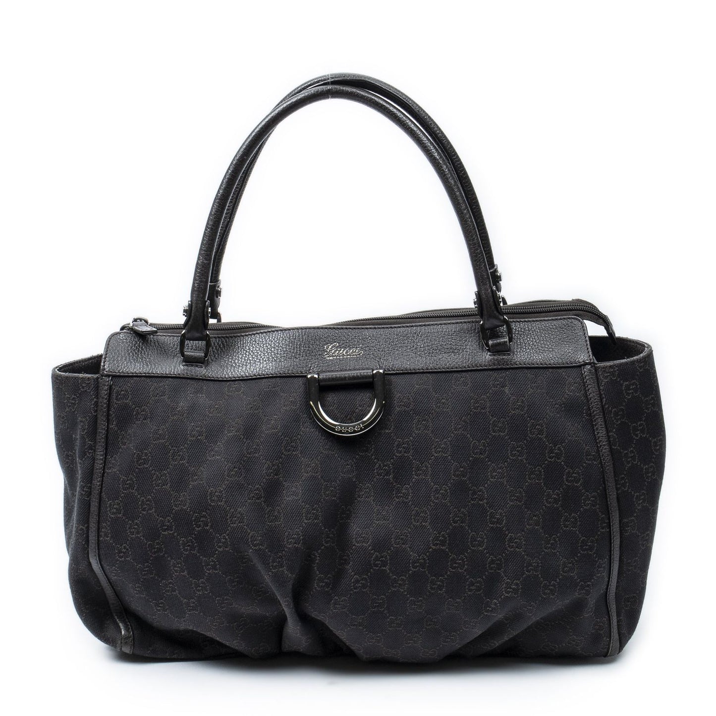 Gucci Large Abbey D Ring Tote Dark Brown GG Denim Canvas