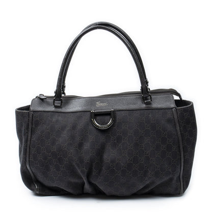 Gucci Large Abbey D Ring Tote Dark Brown GG Denim Canvas