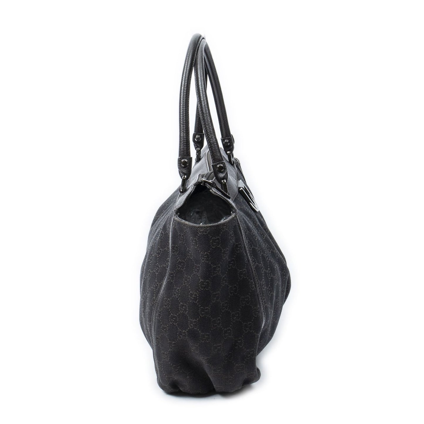 Gucci Large Abbey D Ring Tote Dark Brown GG Denim Canvas — view 4