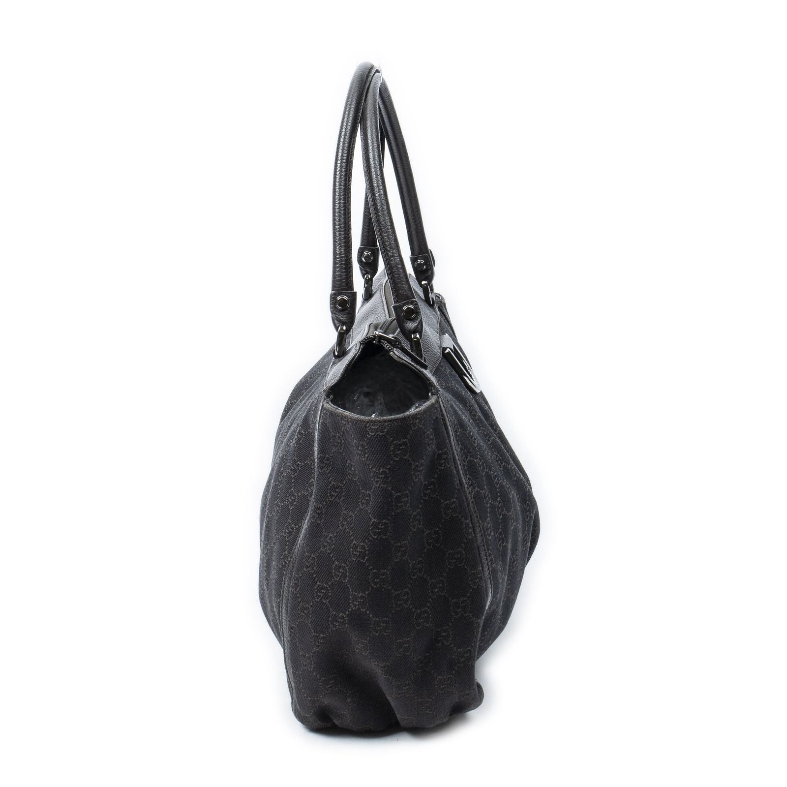Gucci Large Abbey D Ring Tote Dark Brown GG Denim Canvas — view 4
