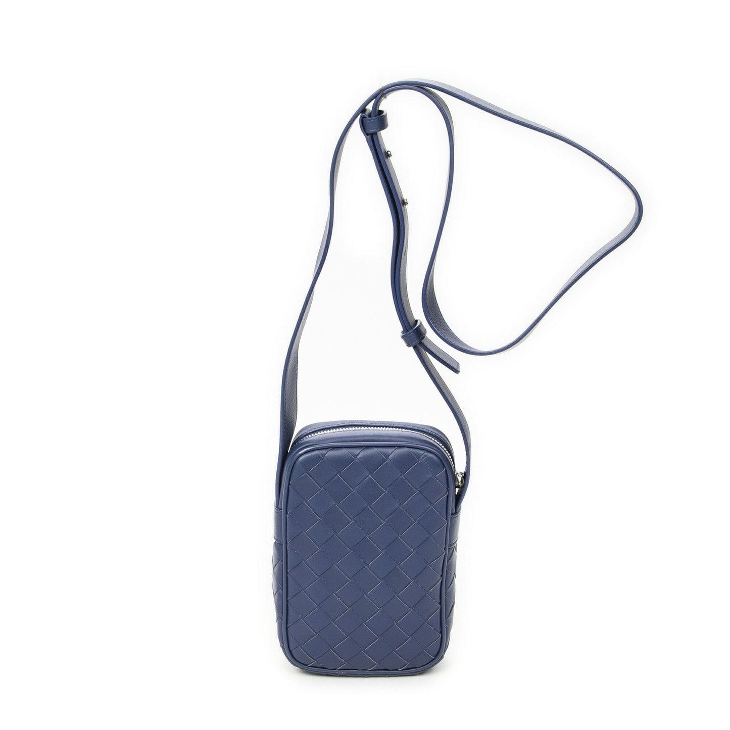 Bottega Veneta Smartphone Pouch Crossbody Blue Intrecciato Leather — view 5