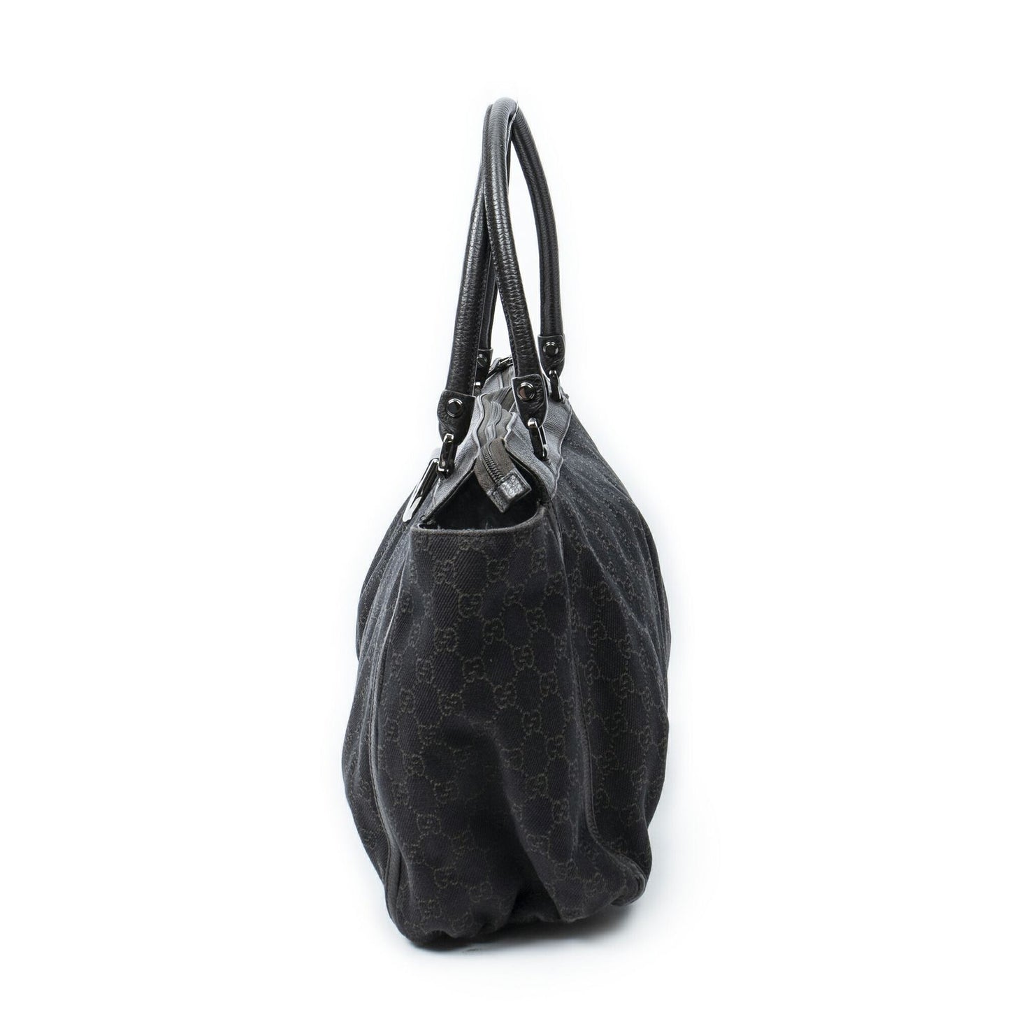 Gucci Large Abbey D Ring Tote Dark Brown GG Denim Canvas — view 3