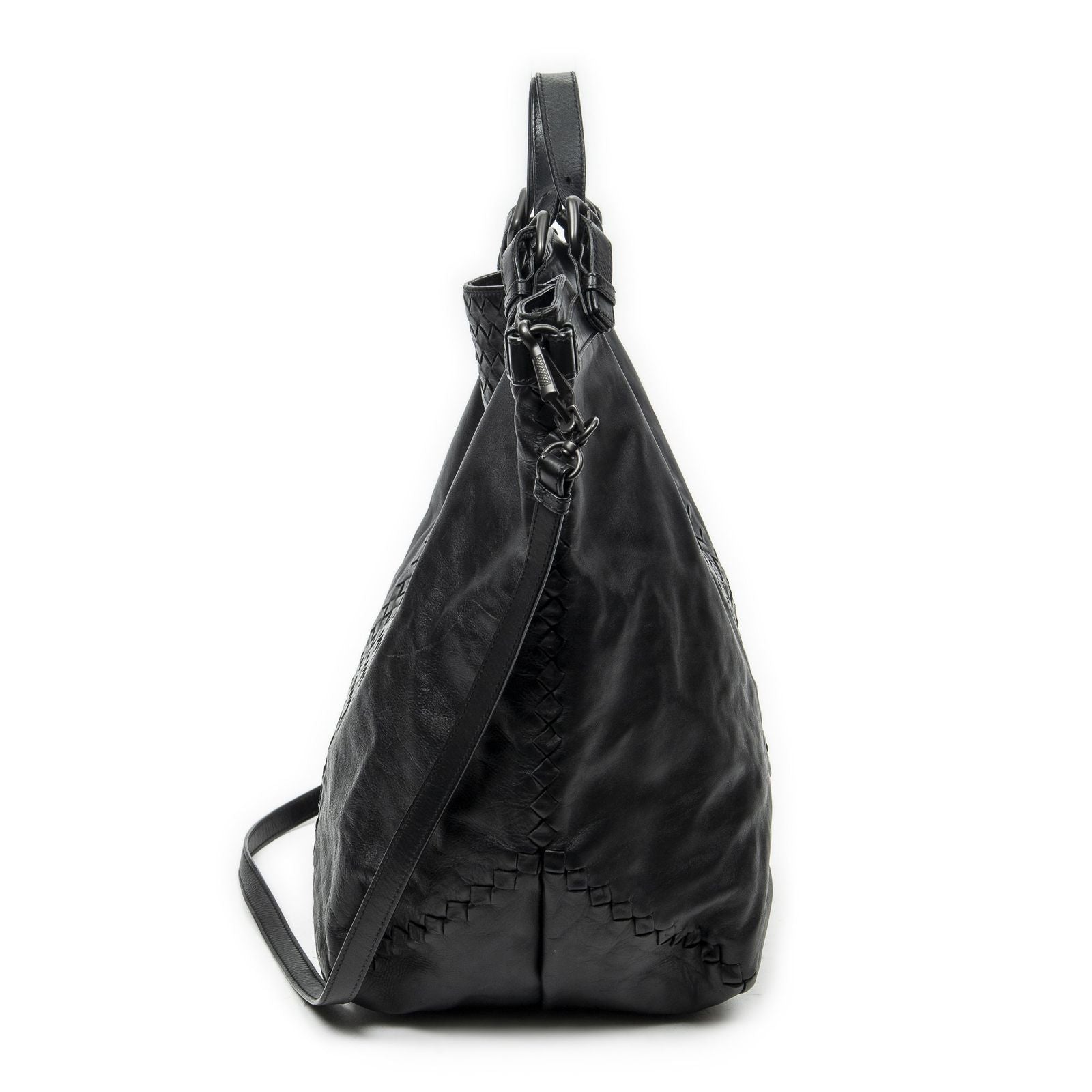 Bottega Veneta Radio Pun Tote Black Trim Intrecciato Leather — view 4