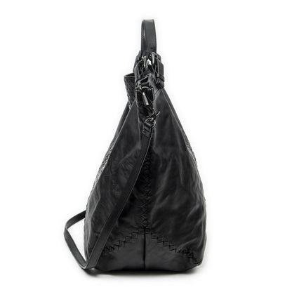 Bottega Veneta Radio Pun Tote Black Trim Intrecciato Leather — view 4
