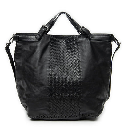 Bottega Veneta Radio Pun Tote Black Trim Intrecciato Leather
