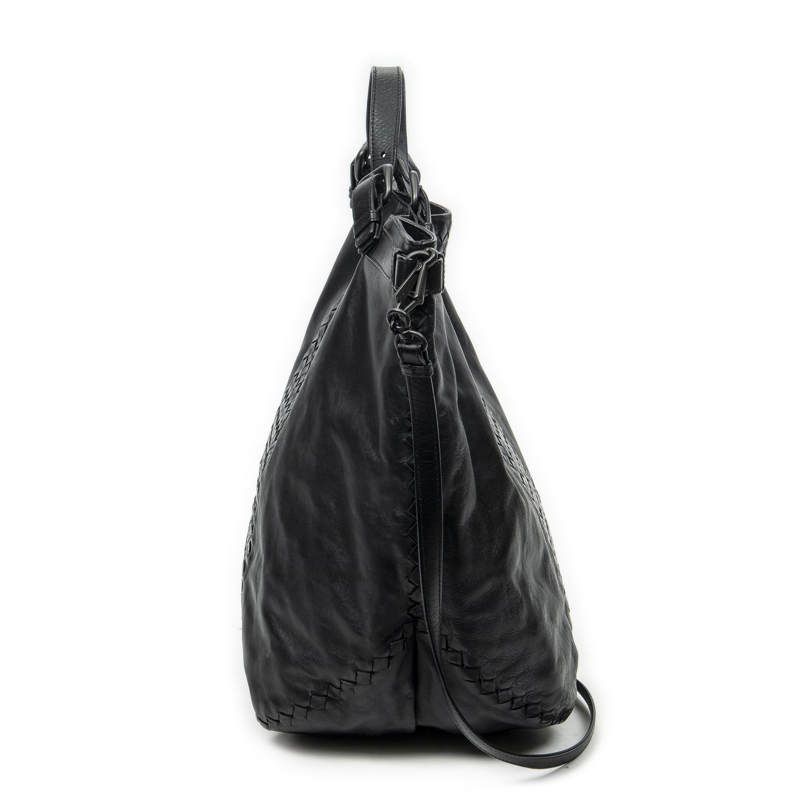 Bottega Veneta Radio Pun Tote Black Trim Intrecciato Leather — view 3
