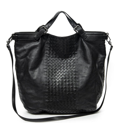 Bottega Veneta Radio Pun Tote Black Trim Intrecciato Leather — view 5