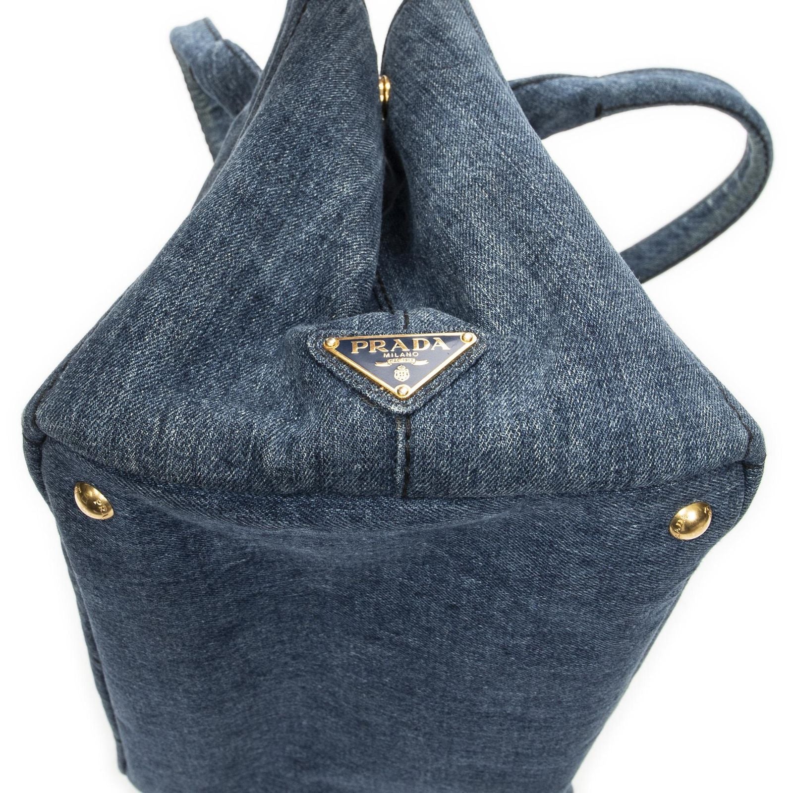 Prada Canapa Tote Blue Denim — view 7