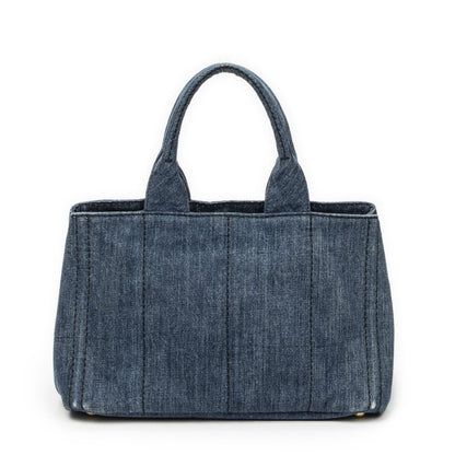 Prada Canapa Tote Blue Denim — view 5