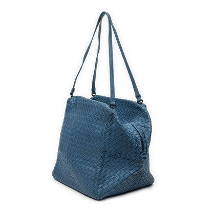 Bottega Veneta Chef Bag Blue Intrecciato Leather — view 2