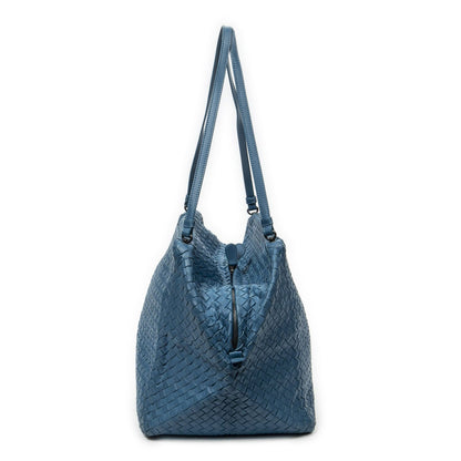 Bottega Veneta Chef Bag Blue Intrecciato Leather — view 3