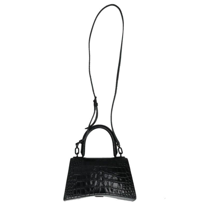Balenciaga Hourglass Small Calfskin Croco Embossed Handbag — view 2