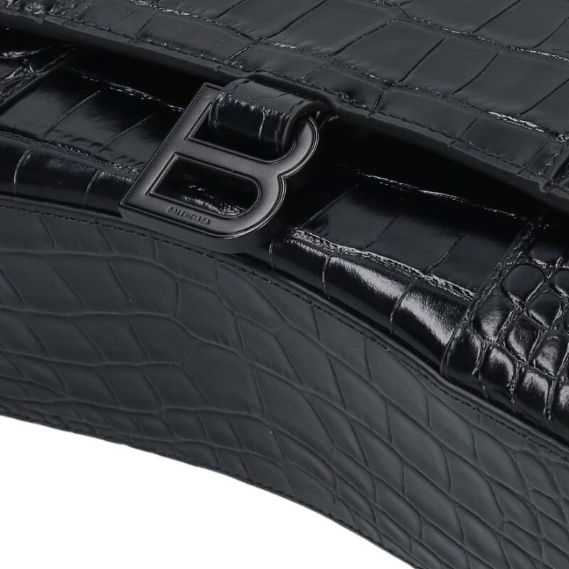 Balenciaga Hourglass Small Calfskin Croco Embossed Handbag — view 5