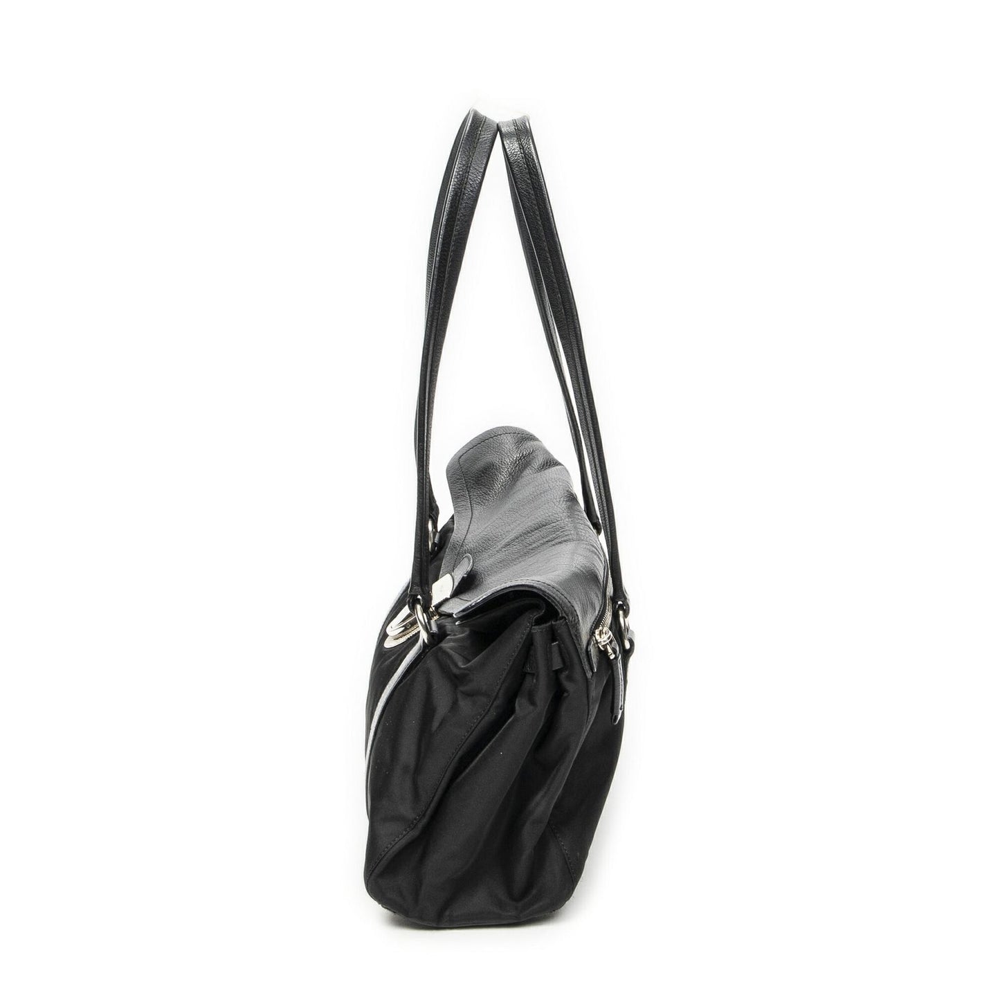 Prada Rectangle Flap Shoulder Bag Black Nylon Canvas — view 3