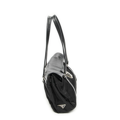Prada Rectangle Flap Shoulder Bag Black Nylon Canvas — view 4
