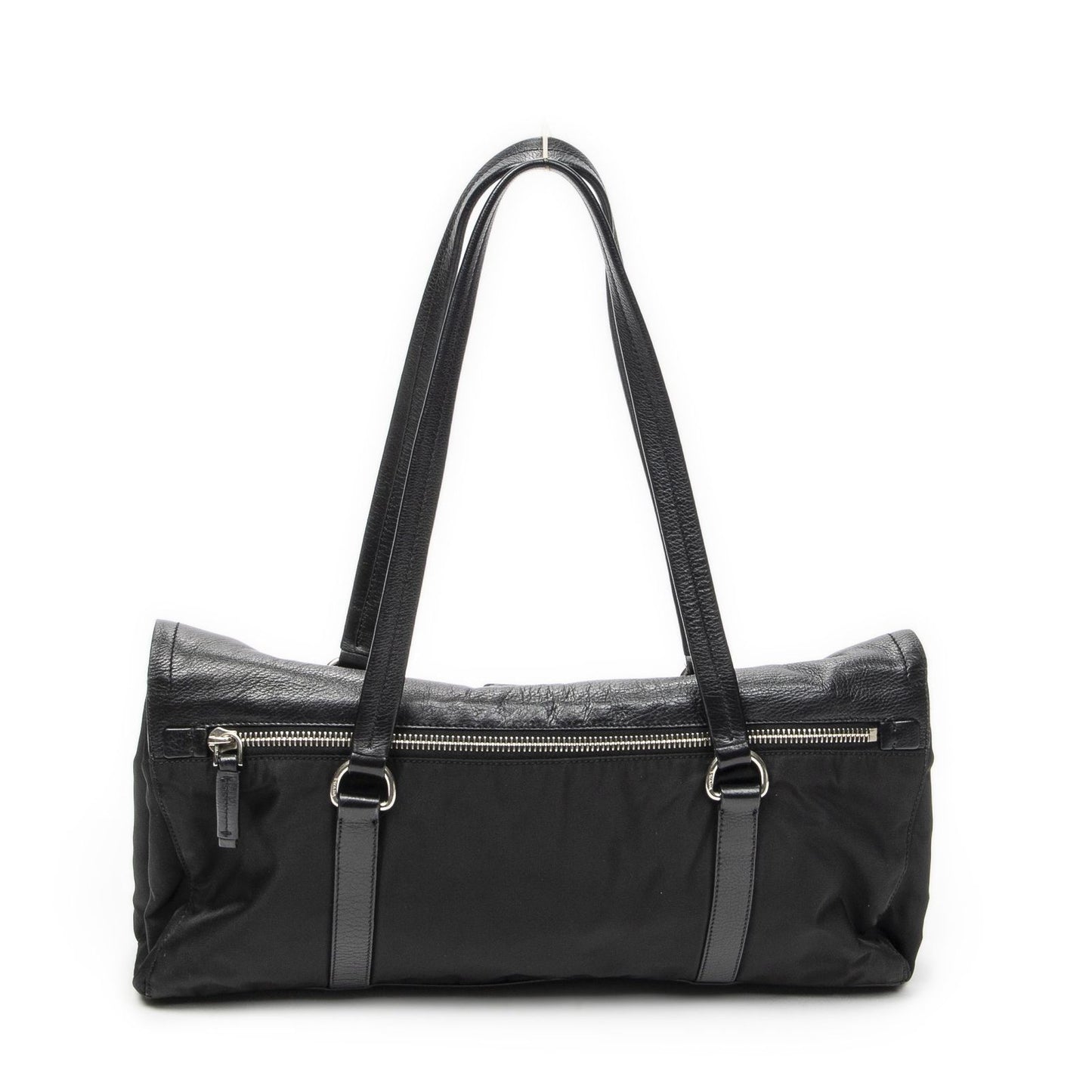 Prada Rectangle Flap Shoulder Bag Black Nylon Canvas — view 5