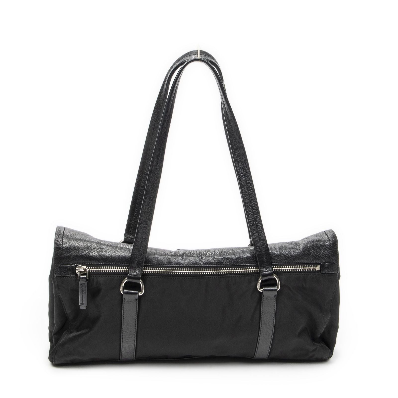Prada Rectangle Flap Shoulder Bag Black Nylon Canvas — view 5