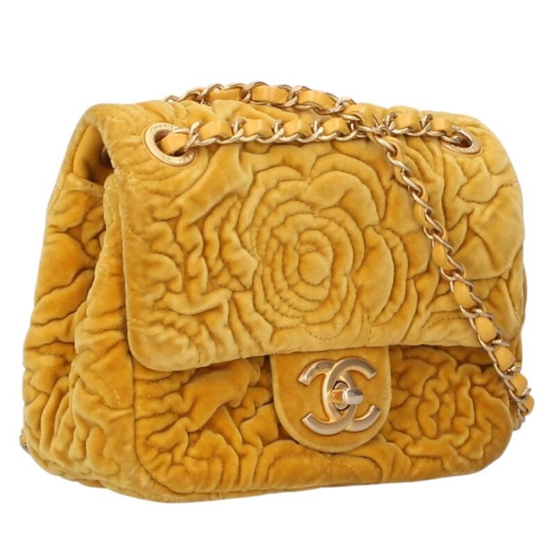 Chanel Camellia Velvet Chain Shoulder Bag