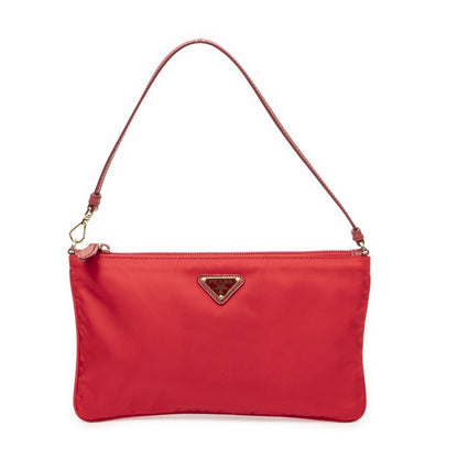 Prada Flap Clutch Red Nylon Canvas