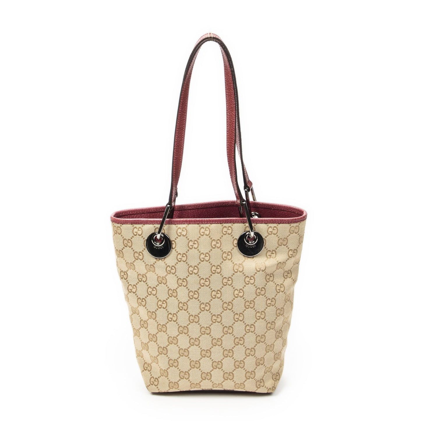 Gucci Small Eclipse Shopping Beige Red GG Canvas Messenger Bag
