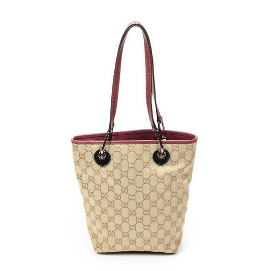 Gucci Small Eclipse Shopping Beige Red GG Canvas Messenger Bag