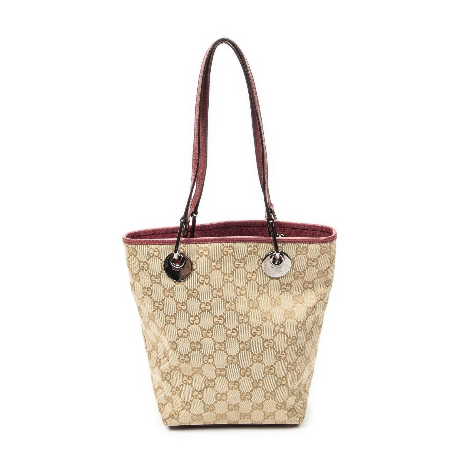 Gucci Small Eclipse Shopping Beige Red GG Canvas Messenger Bag — view 5