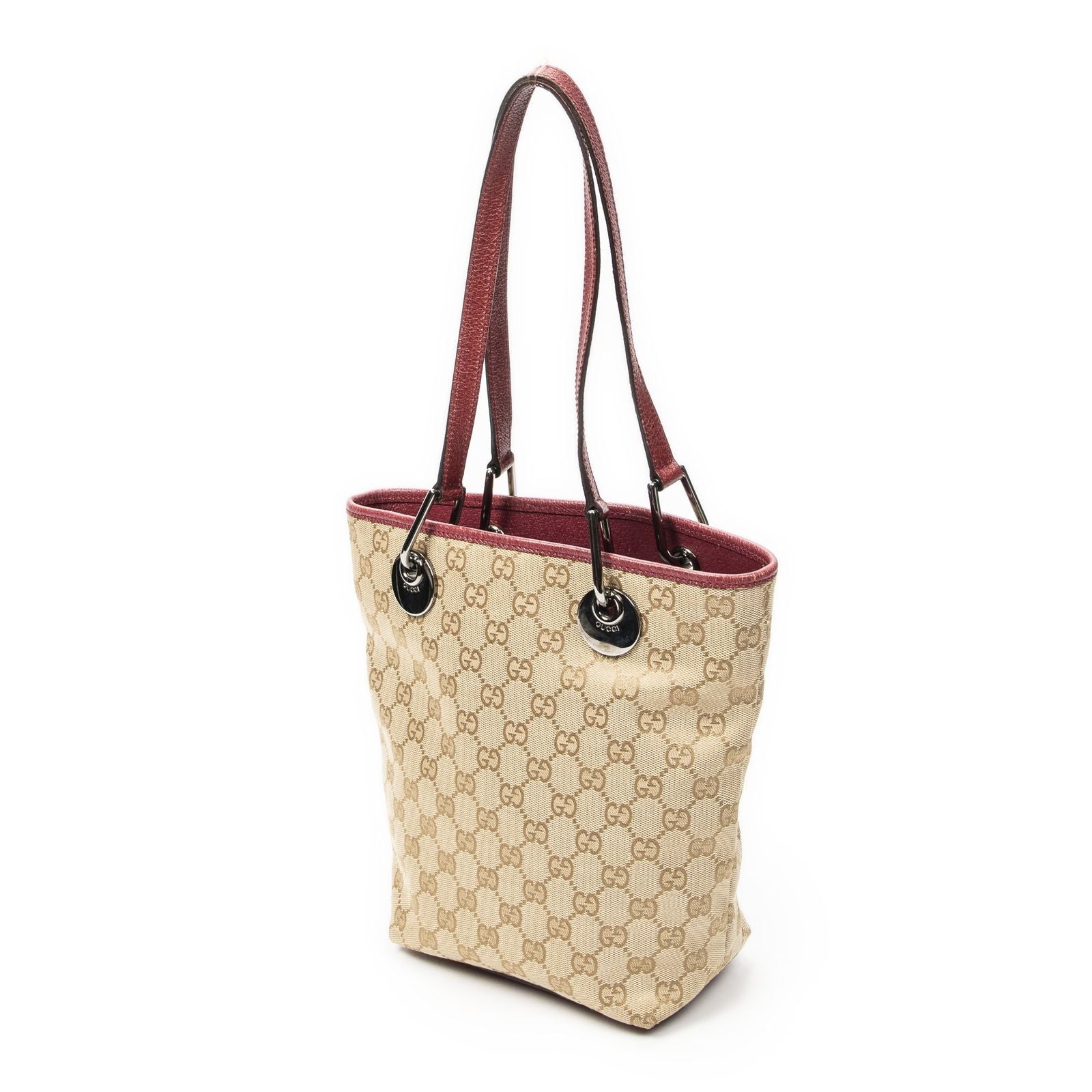 Gucci Small Eclipse Shopping Beige Red GG Canvas Messenger Bag — view 2