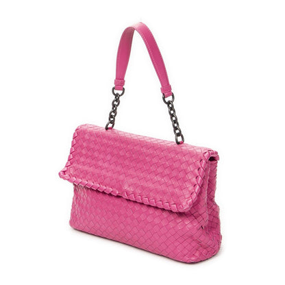 Bottega Veneta Olympia Top Handle Fuchsia Pink Intrecciato Leather — view 2