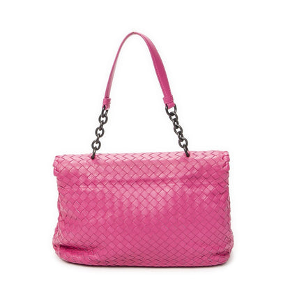 Bottega Veneta Olympia Top Handle Fuchsia Pink Intrecciato Leather — view 5